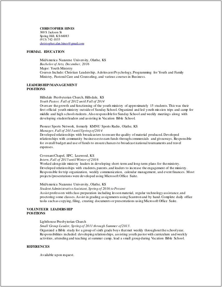 Would You Put Small Group Leading In Resume