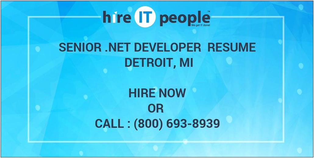 Wpf Experience In Net Resume Hireit