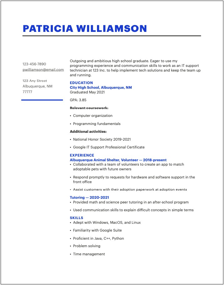 Write A Professional Resume For First Job