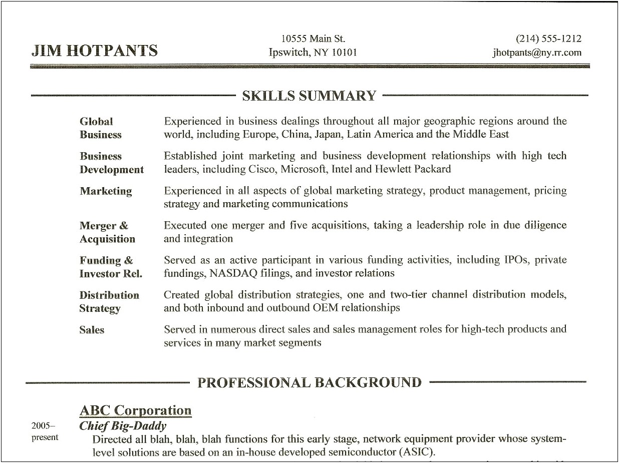 Write Ability Summary Examples For Resume