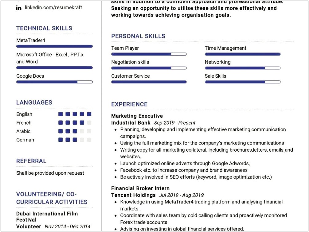 Writer In Film Resume With Volunteer Work