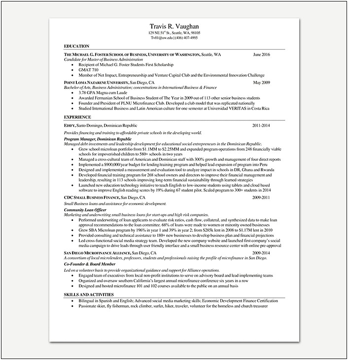 Writing A High Schooler Resume For Internship