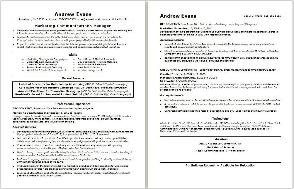 Writing A Resume For A Marketing Job