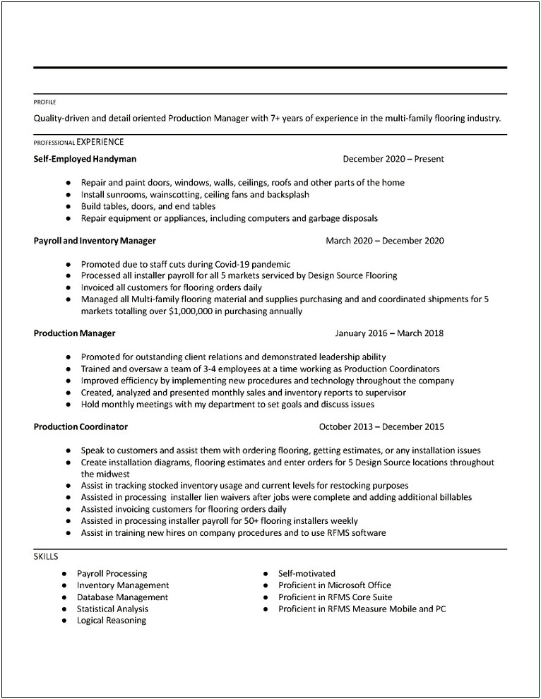 Writing A Resume With Self Employment Experience