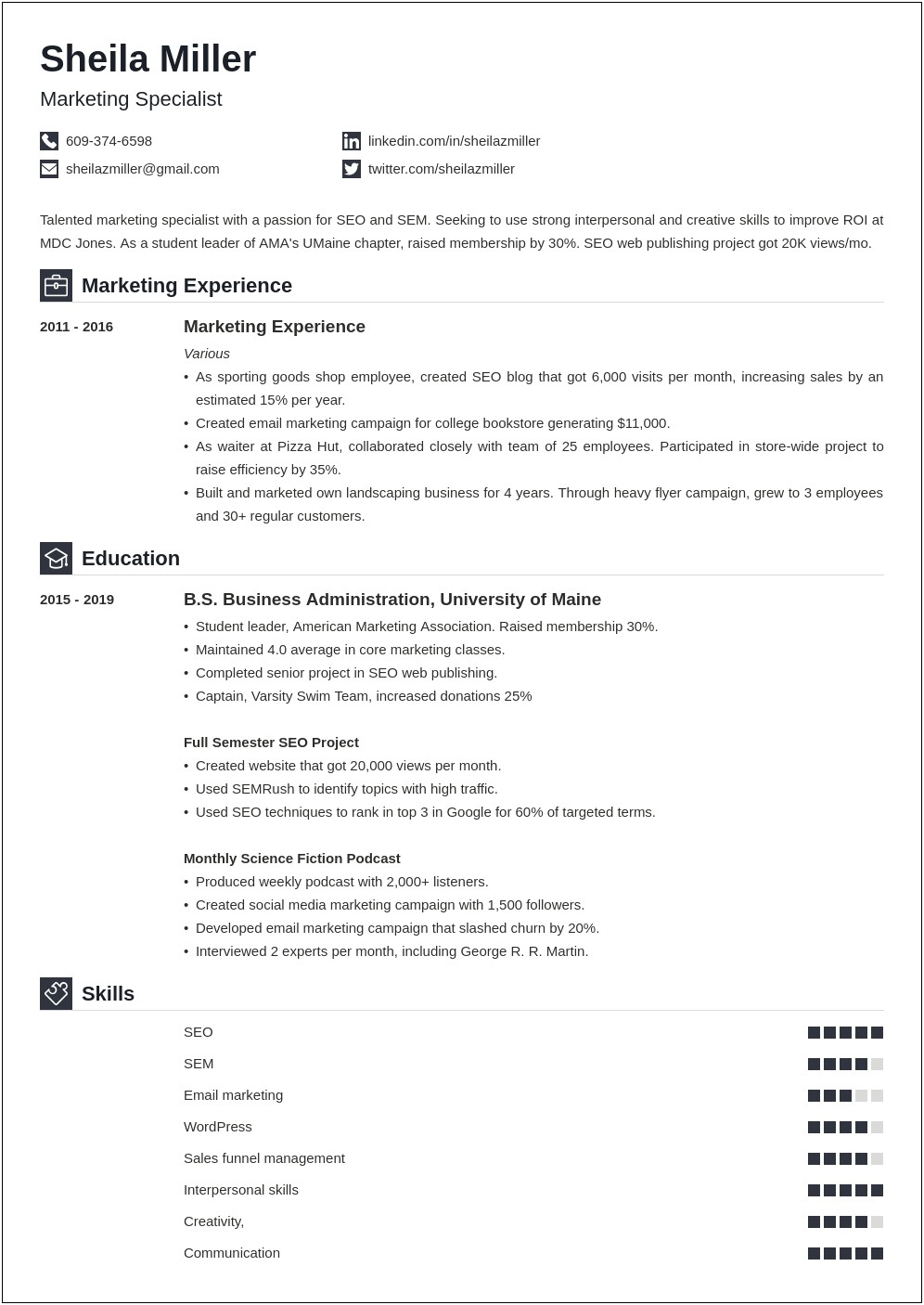 Writing Aboutg College Experience On A Resume