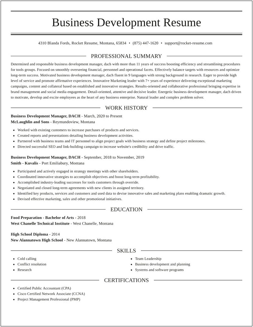 Your Favorite Business Development Manager Resume