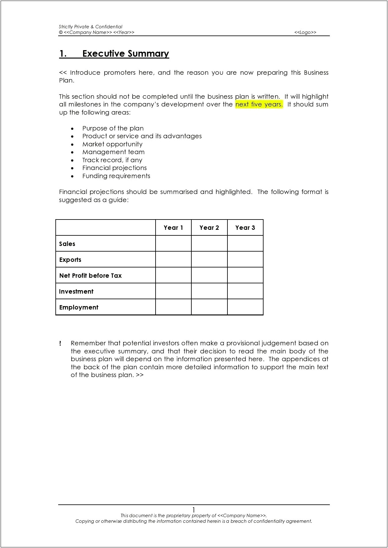 1 And 3 Year Life Plan Template