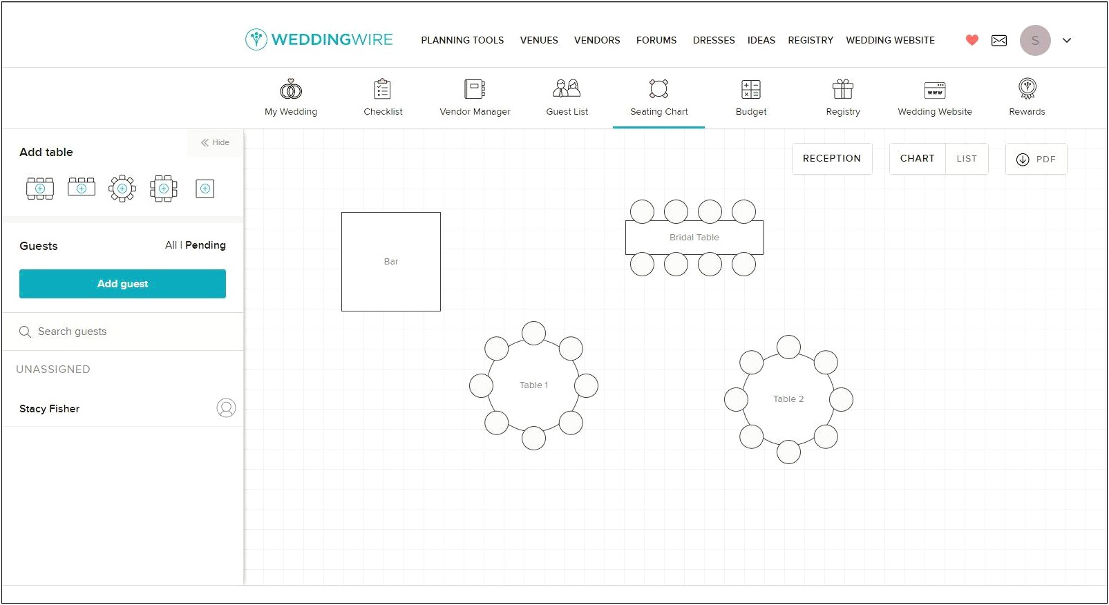 10 Seats Round Table Wedding Seating Plan Template