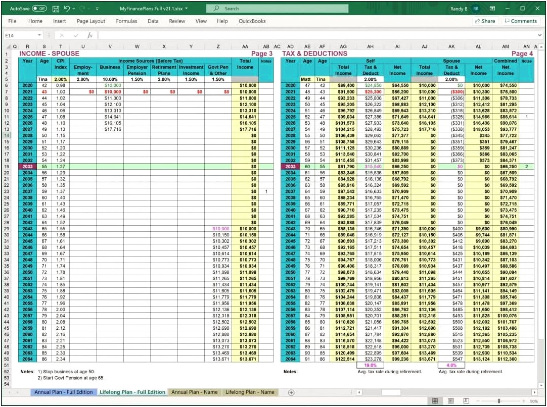 10 Year Personal Financial Plan Template