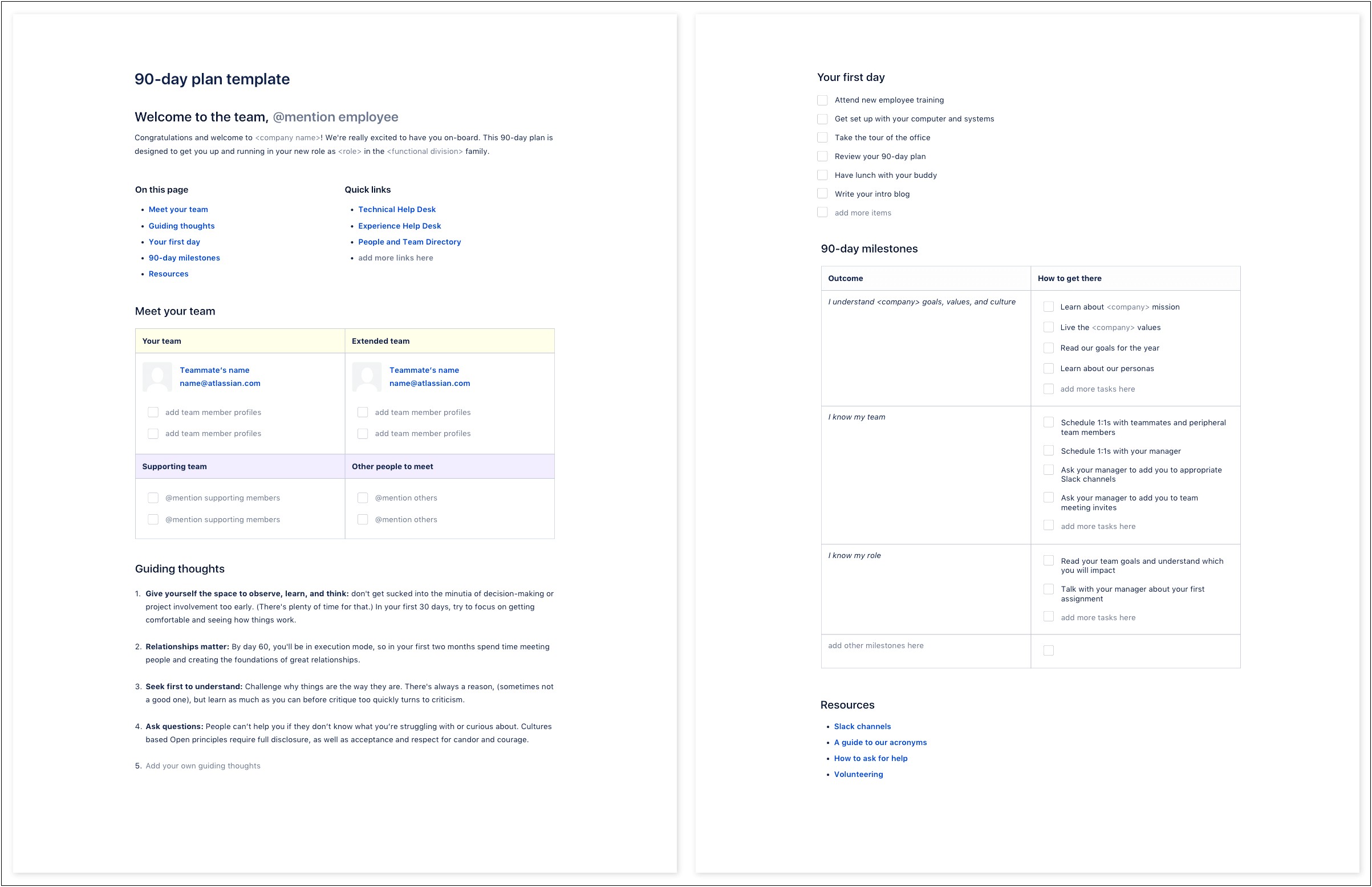 100 Day Plan For New Manager Template