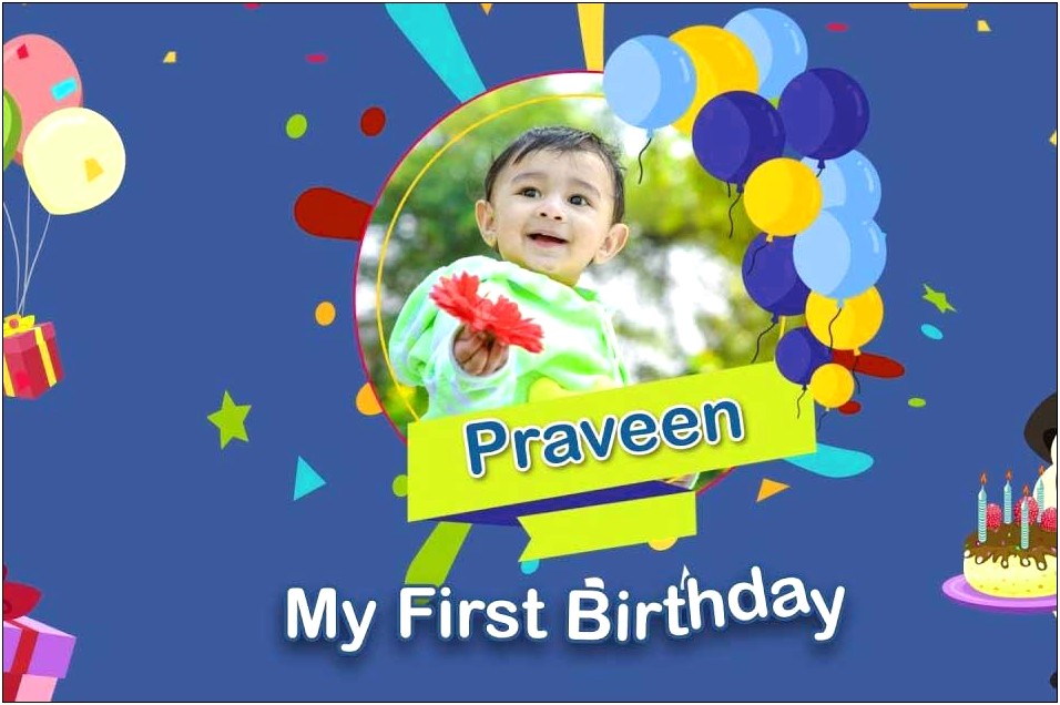 1st Birthday Invitation Card Template India