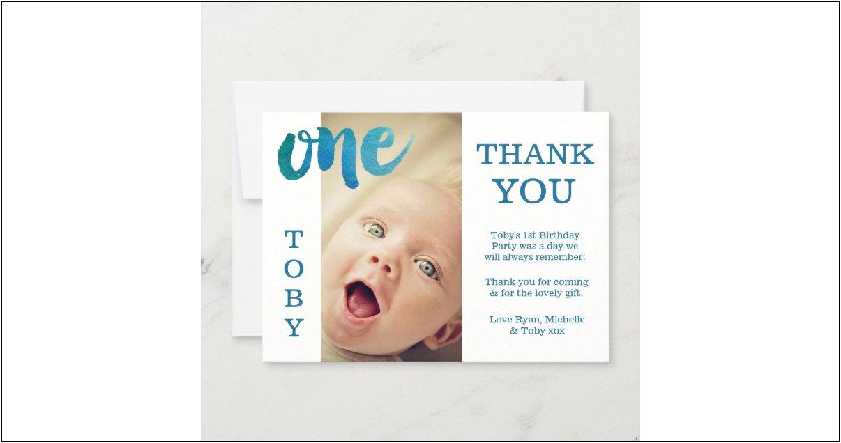 1st Birthday Thank You Card Template