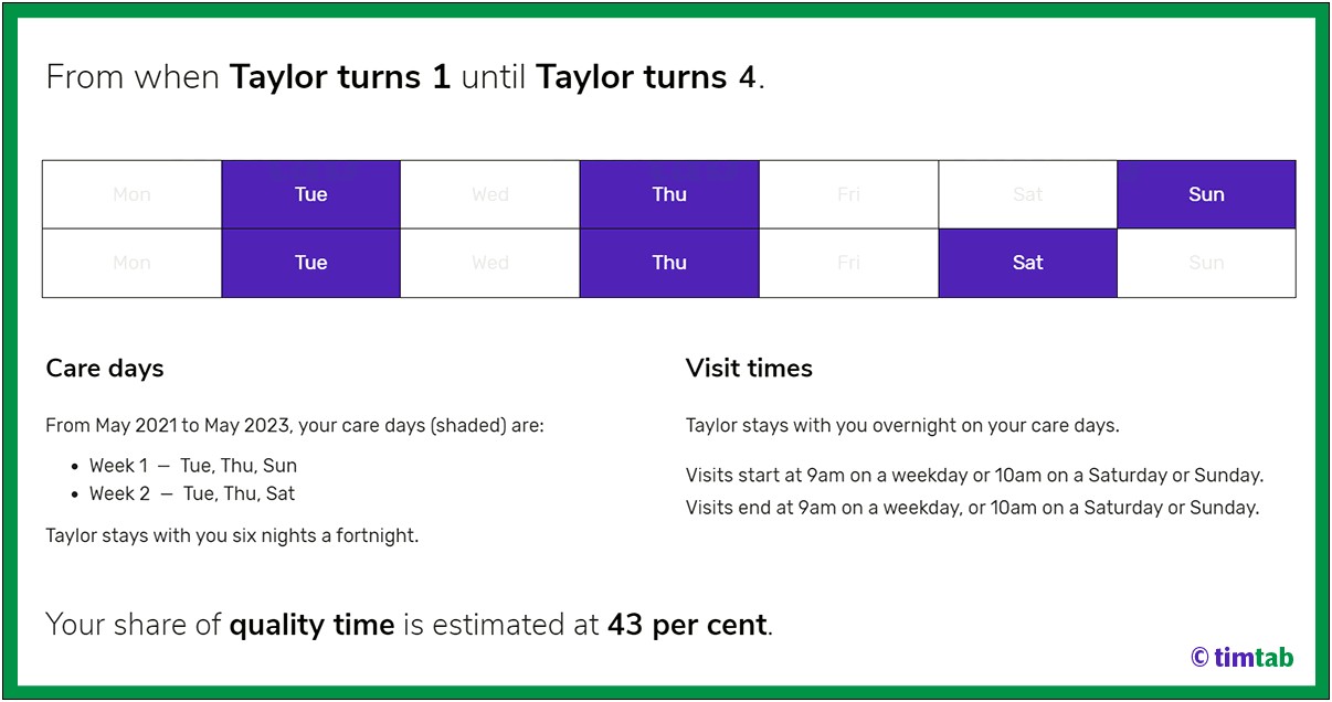 2 2 3 Parenting Plan Template Evening Switch