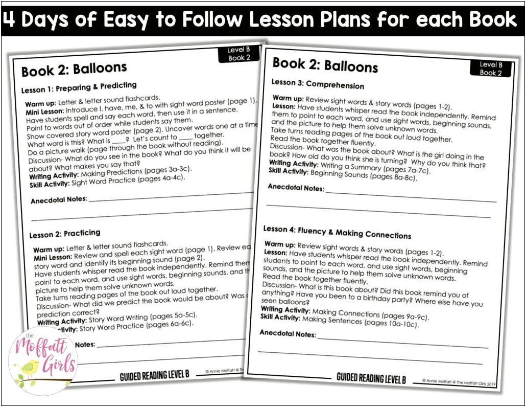 2 Day Guided Reading Lesson Plan Template