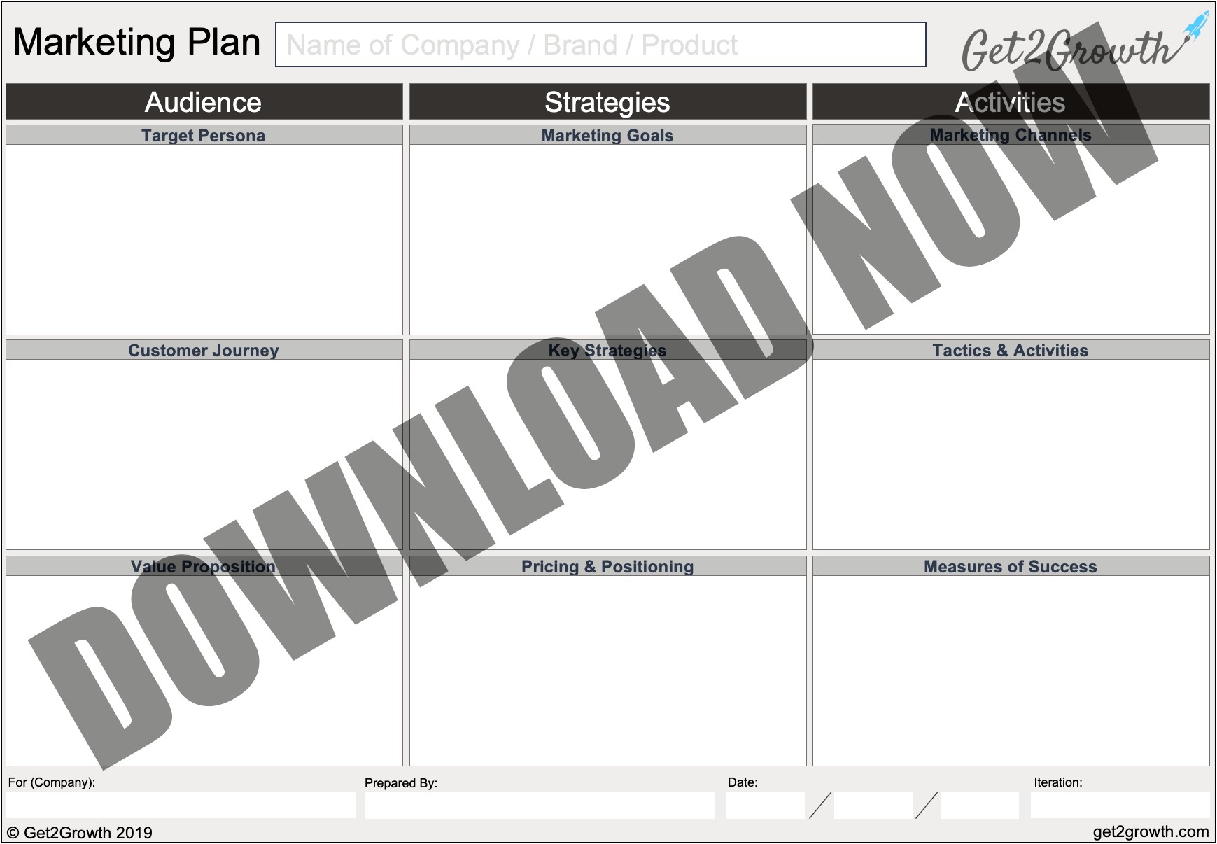 2019 One Page Product Marketing Plan Template