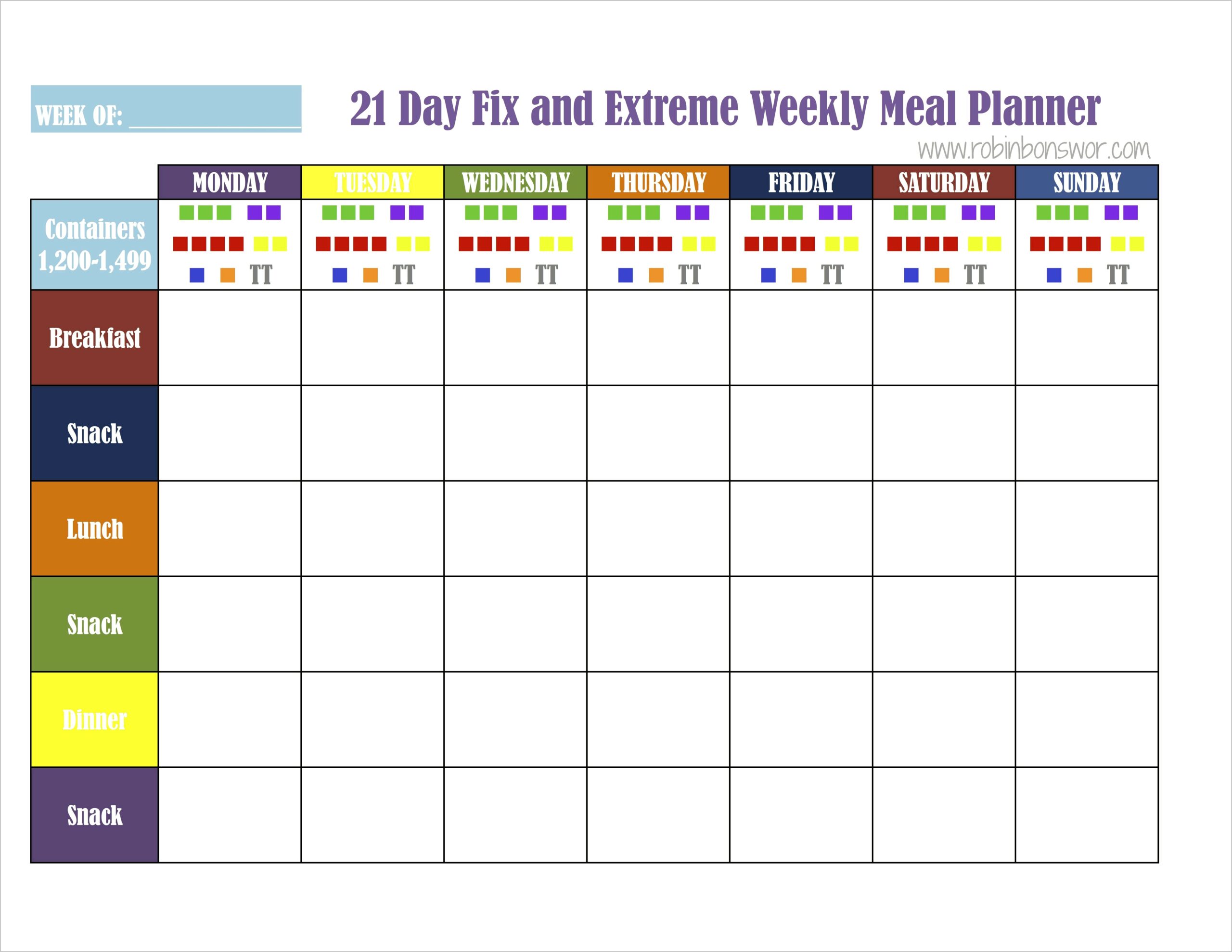 21 Day Fix Blank Meal Plan Template Pdf