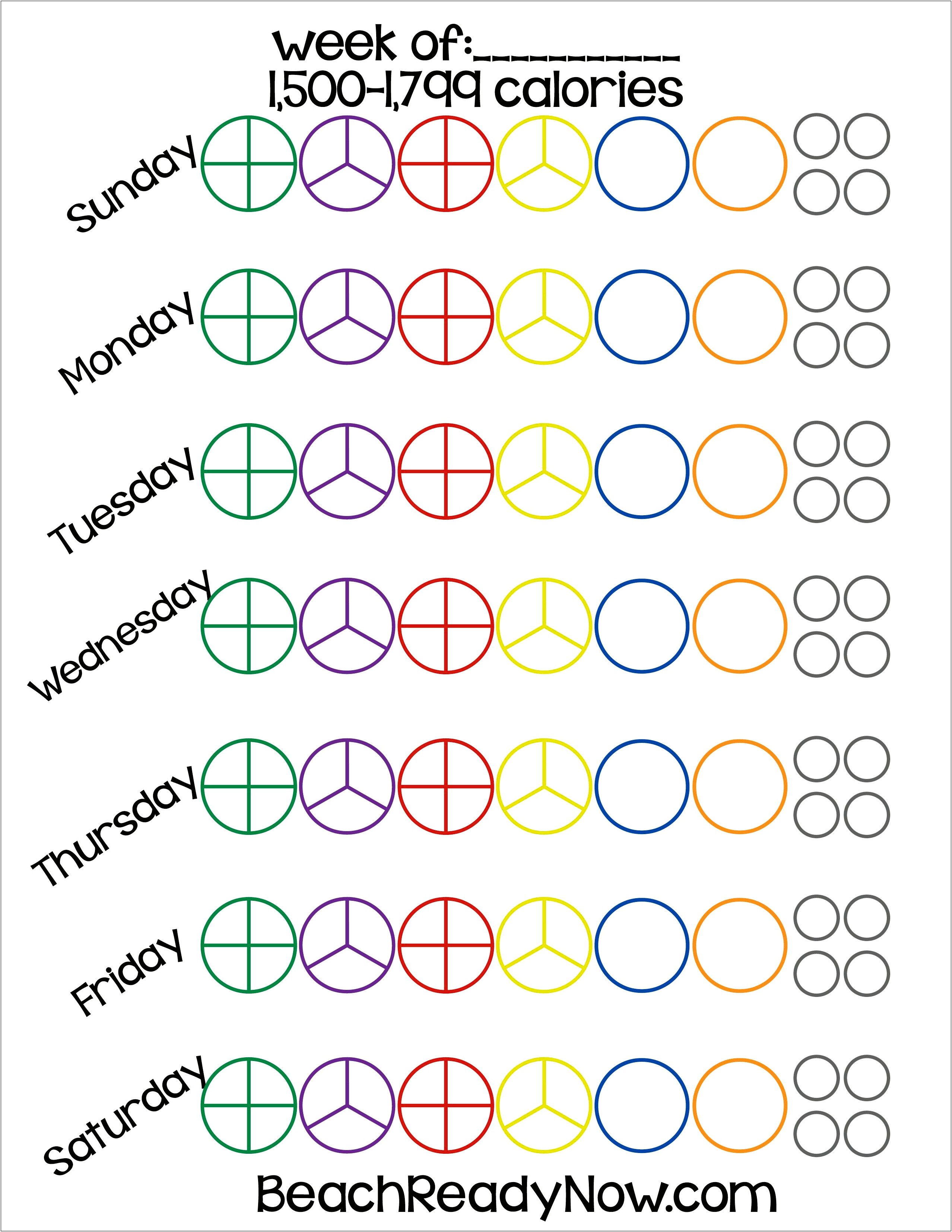 21 Day Fix Meal Plan Blank Template