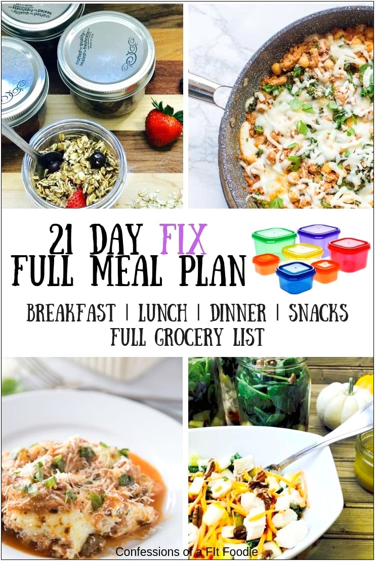 21 Day Fix Meal Plan Template 1200 Calories