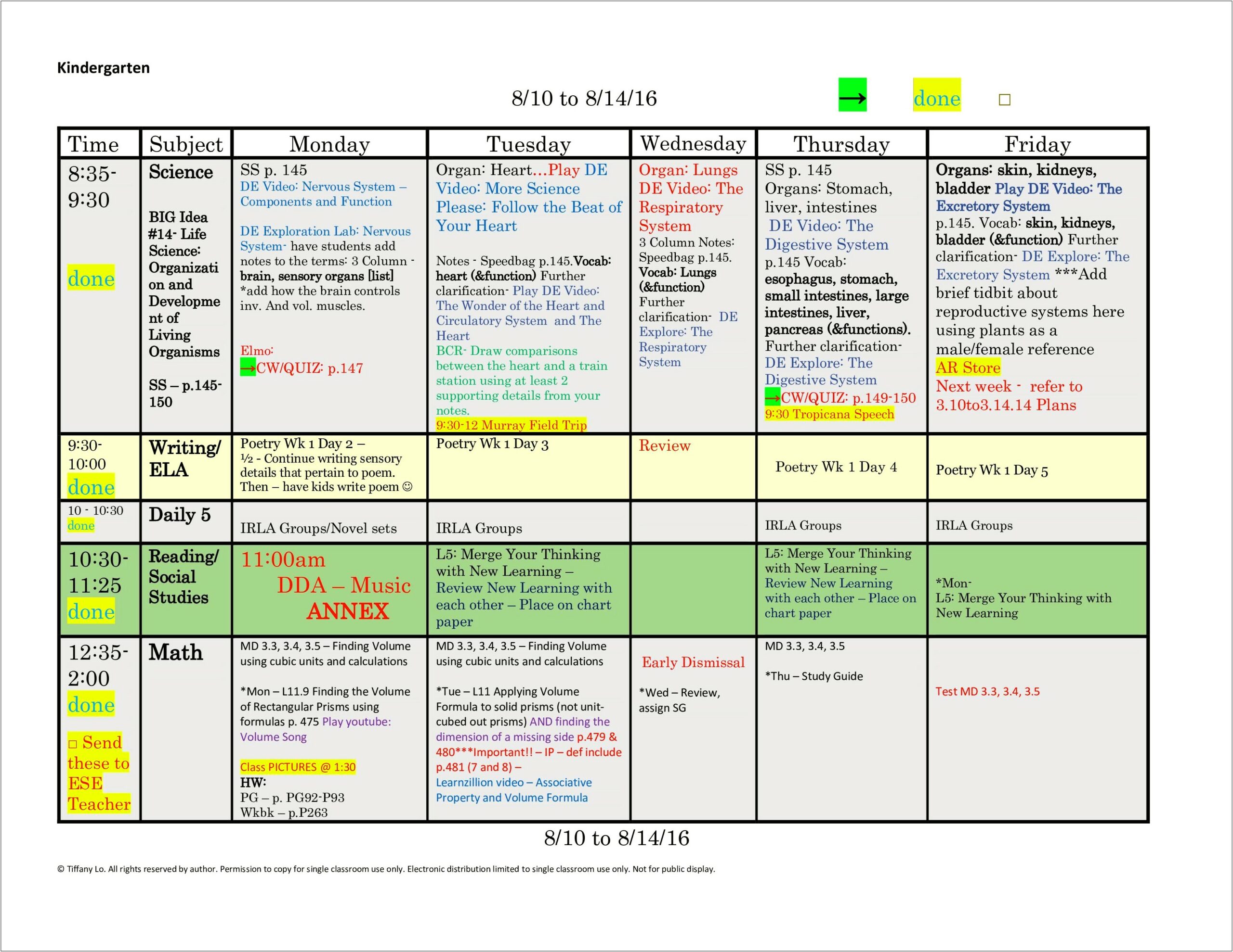 2nd Grade Reading Lesson Plan Template