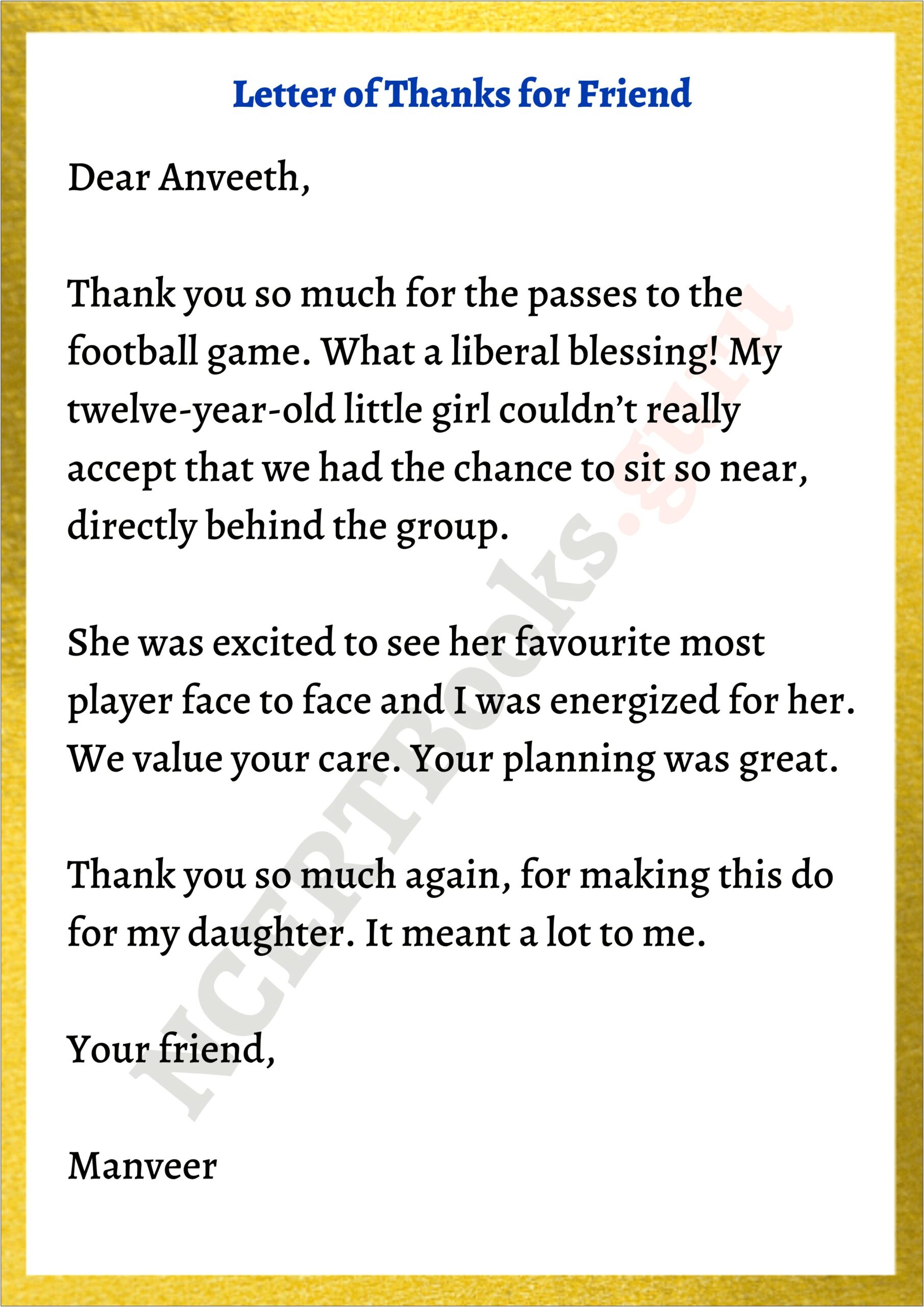 2nd Grade Thank You Letter Template
