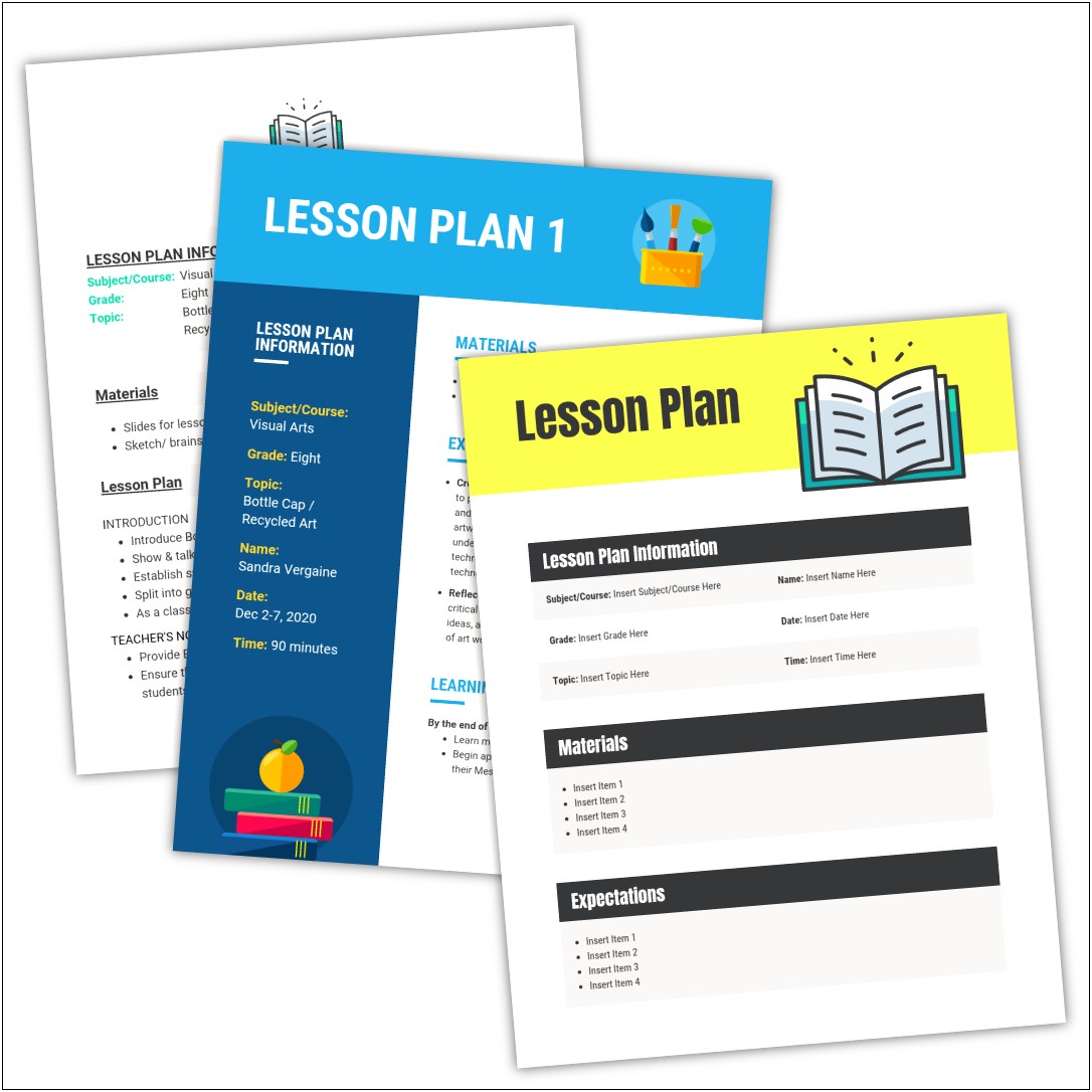 3 Day Weekly Lesson Plan Template Preschool