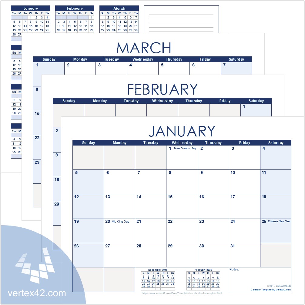 3 X 6 Planning Calendar Template