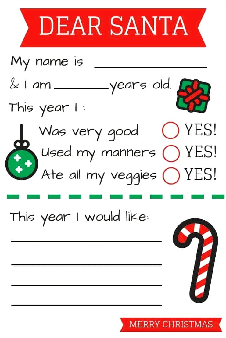 3 Year Old Letter To Santa Template