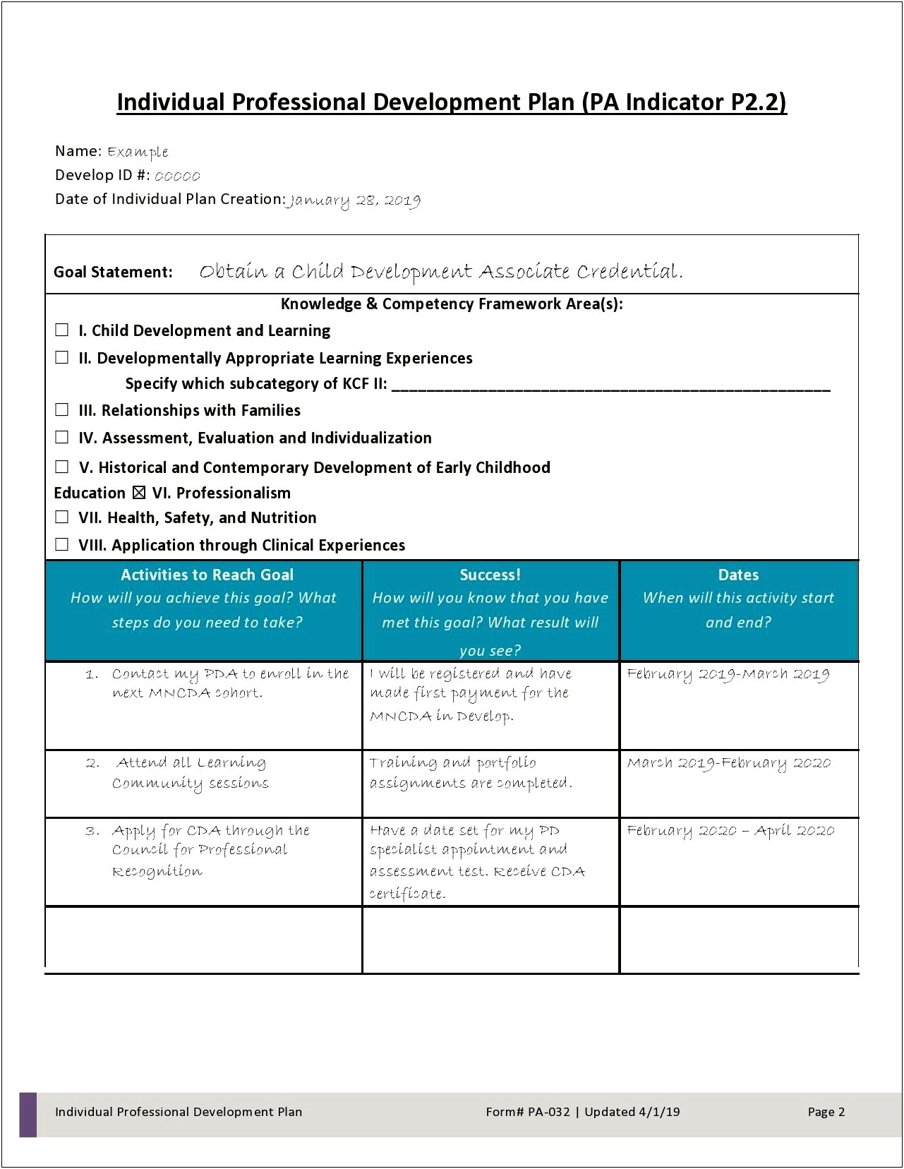 3 Year Personal Development Plan Template