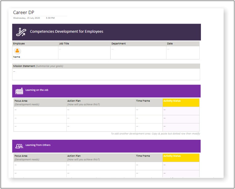 3 Year Professional Development Plan Template