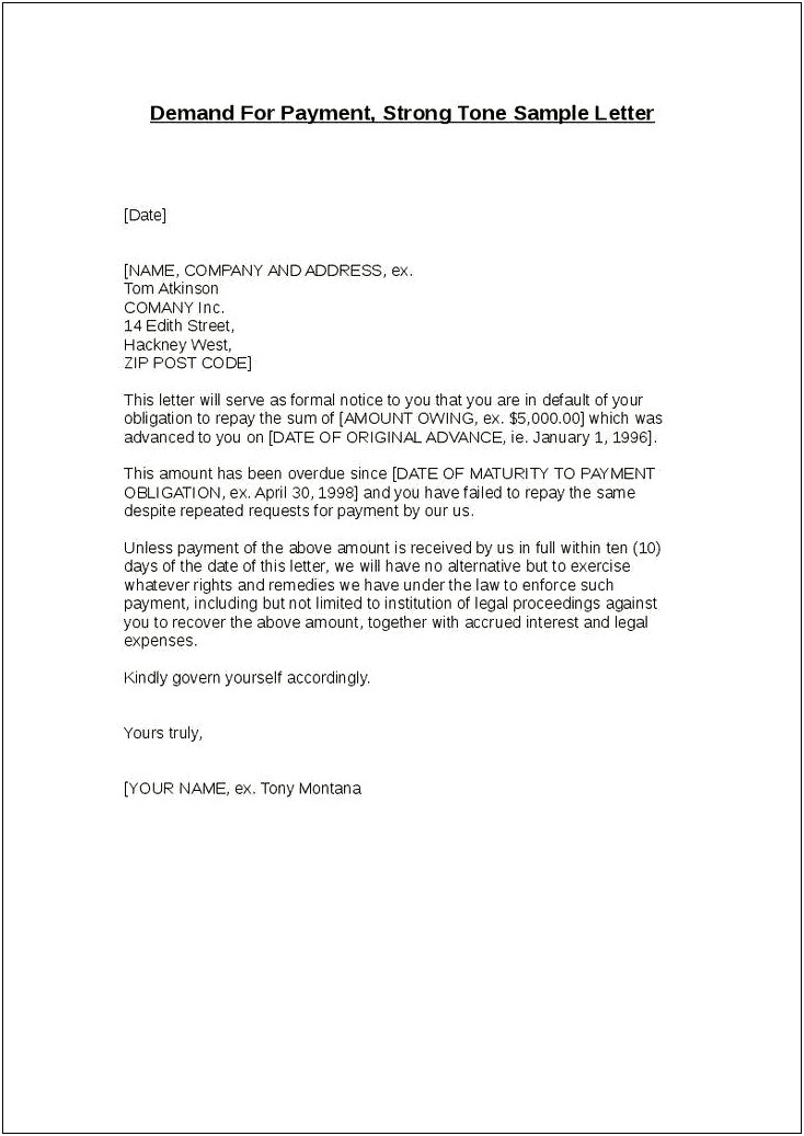 30 Day Demand Letter Template For Rent Owed