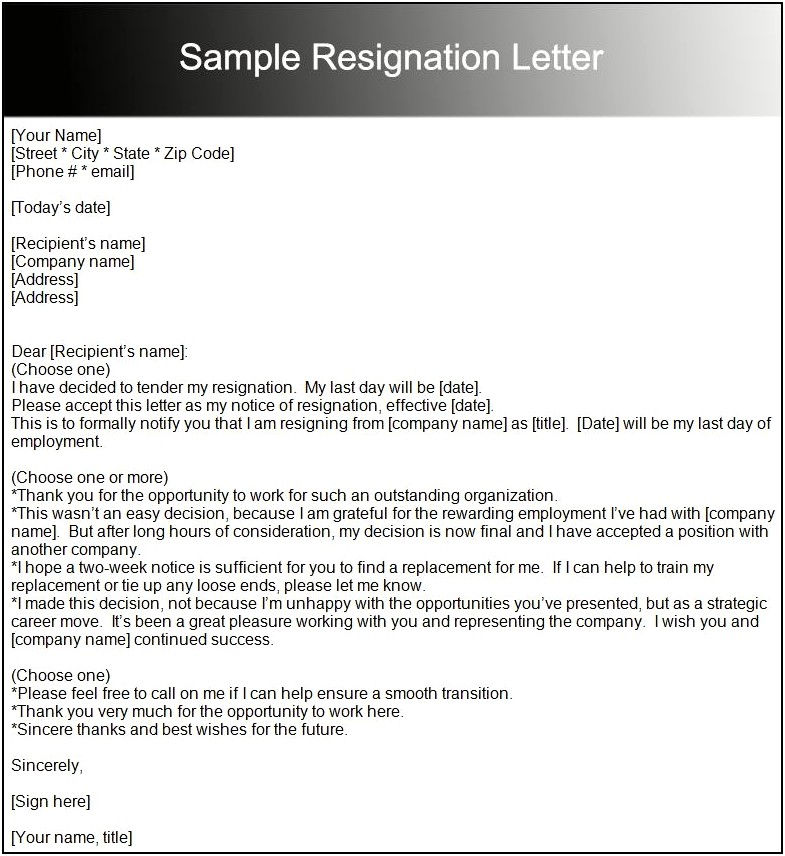 30 Day Job Notice Letter Template
