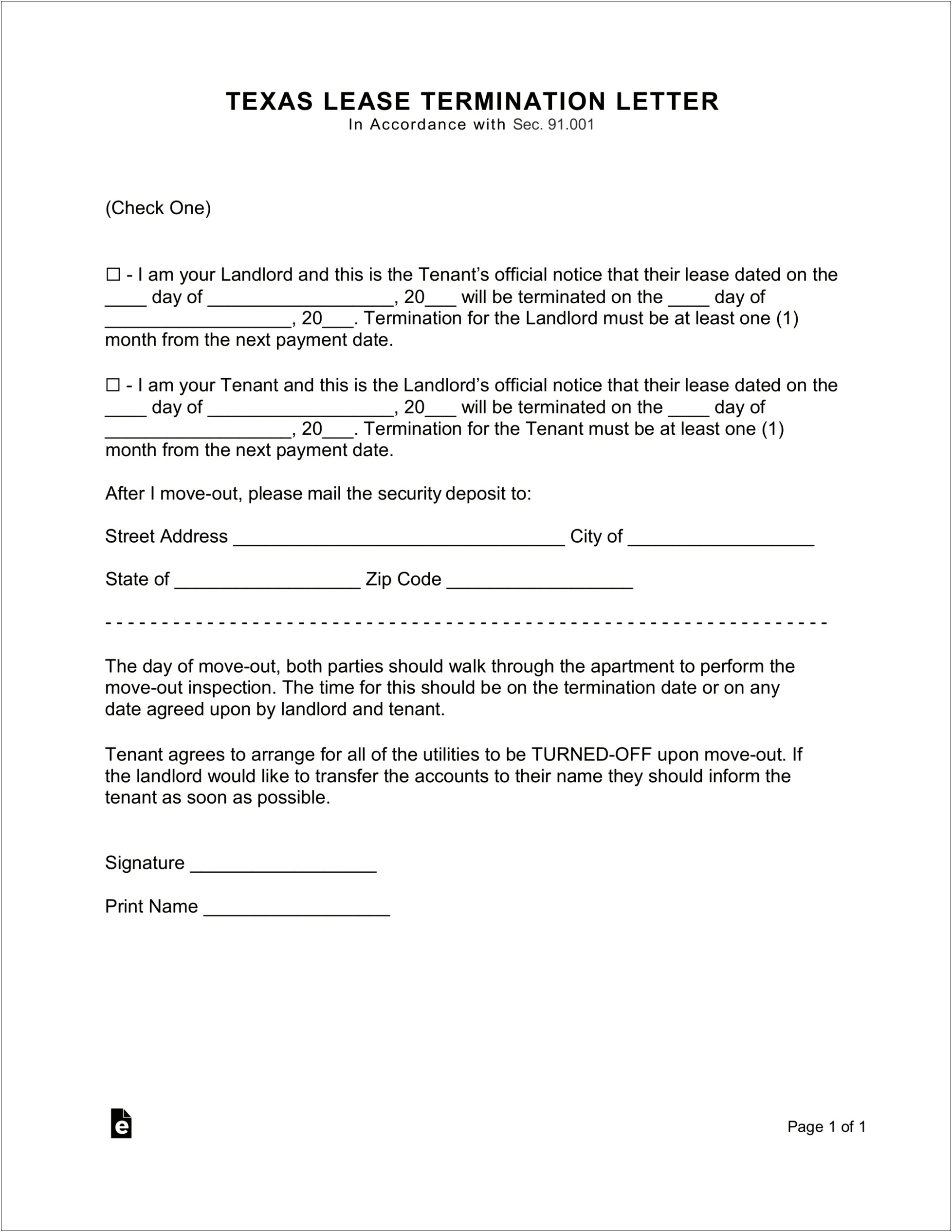 30 Day Move Out Letter Template