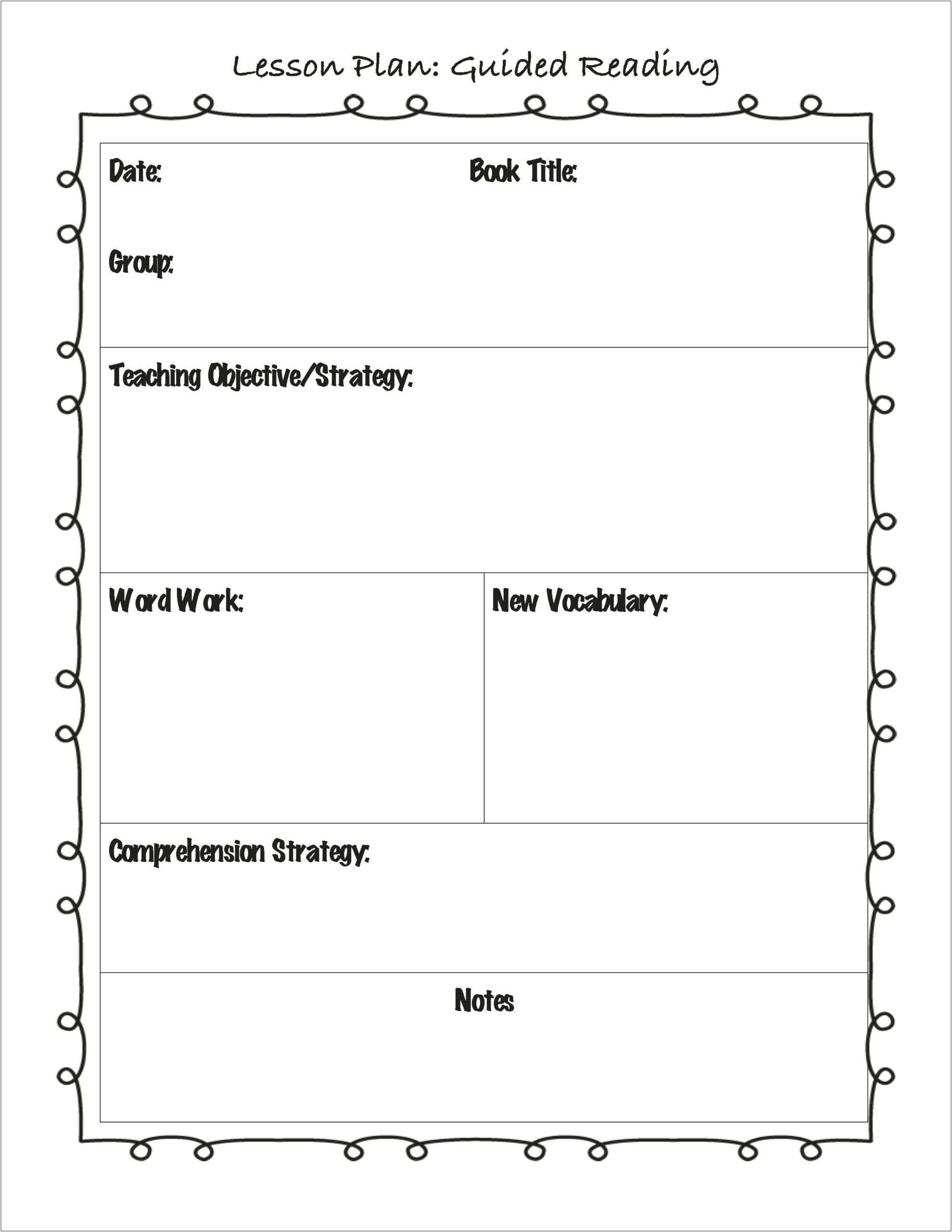 3rd Grade Guided Reading Lesson Plan Template