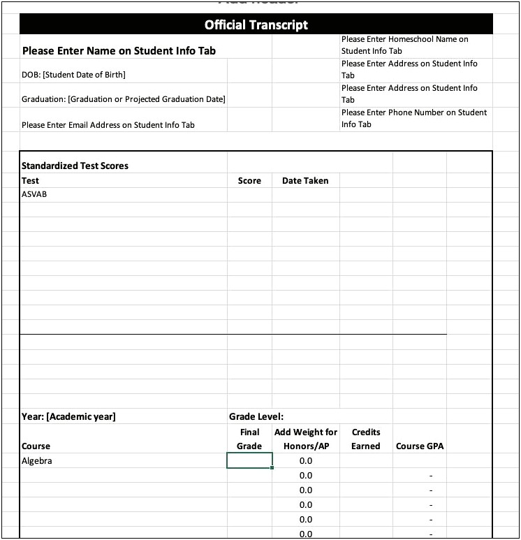 3rd Grade Homeschool Report Card Template