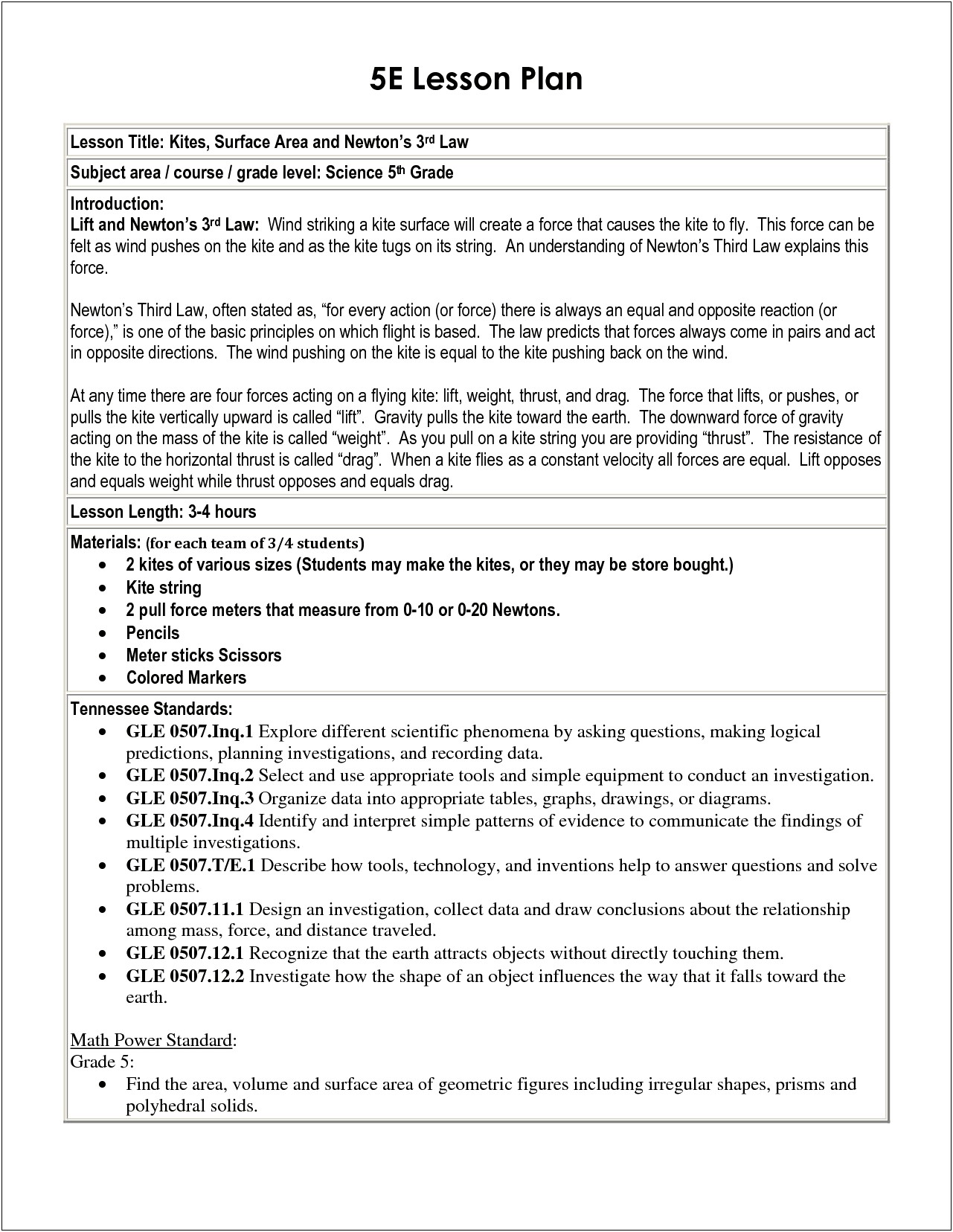 3rd Grade Science Lesson Plan Template