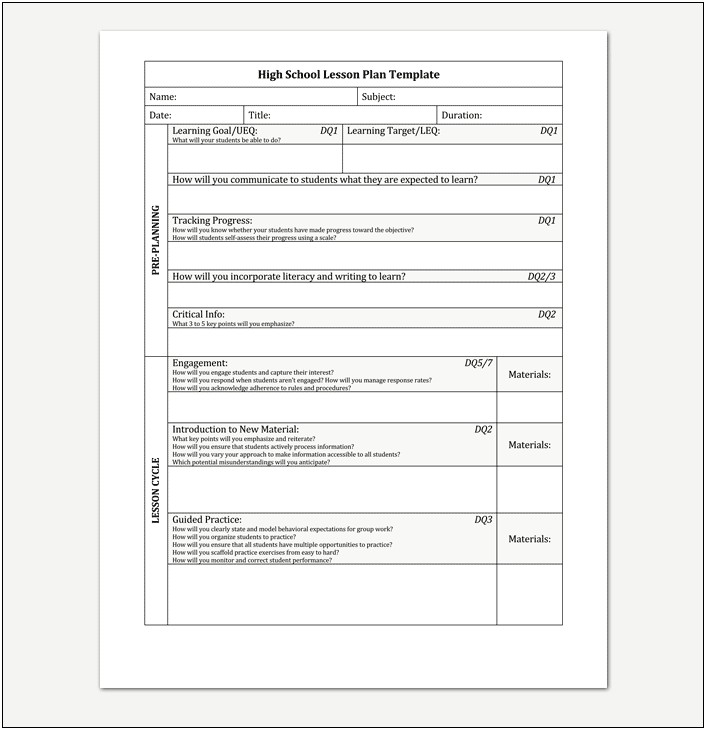 3rd Grade Teacher Lesson Plan Template