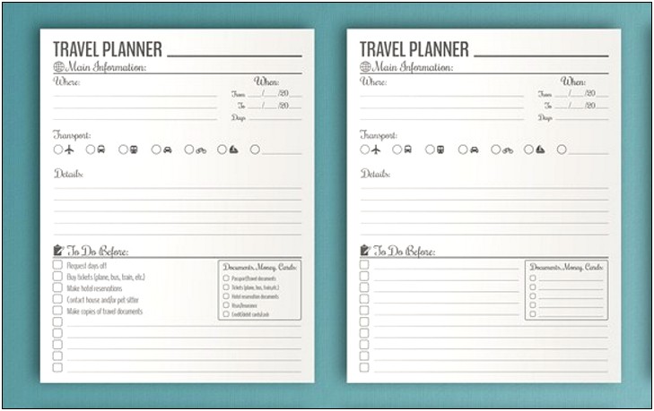 4 Day Itinerary Template And Informatin Card