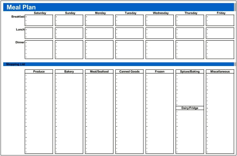 4 Week High Fiber Plan Template Doc