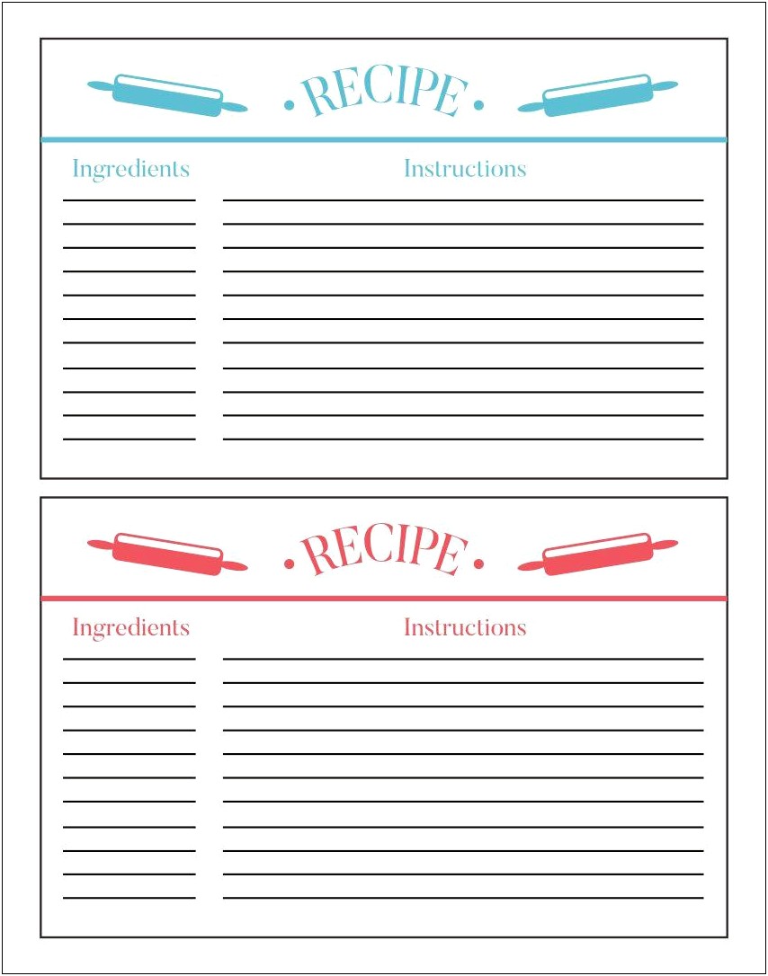 4x6 Recipe Card Template For Mac