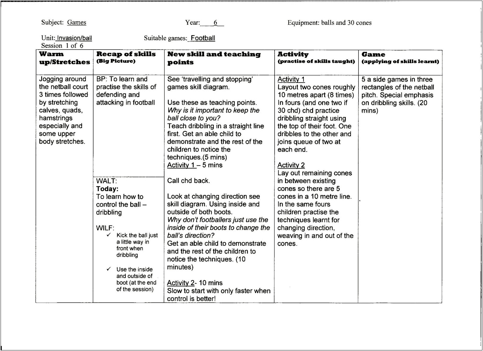 5 30 10 Lesson Plan Template