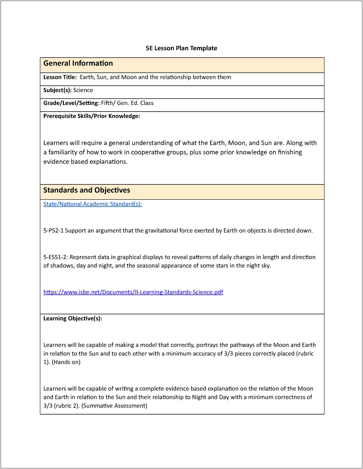 5 E Lesson Plan Template Uh