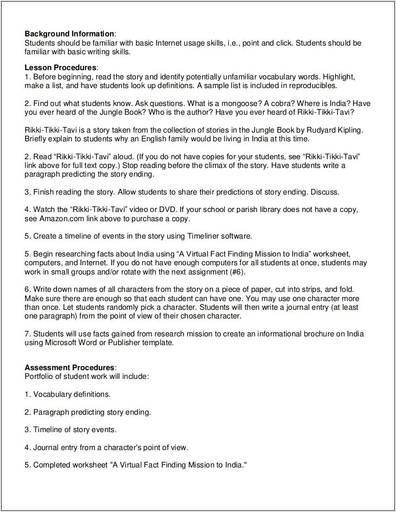 5 Point Lesson Plan Template Secondary