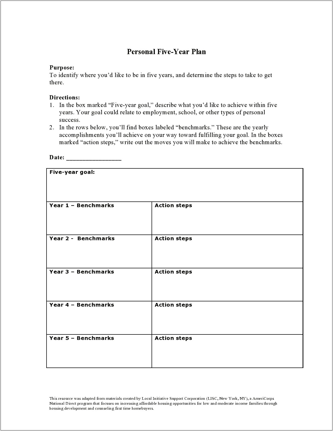 5 Year Plan Template Truman State