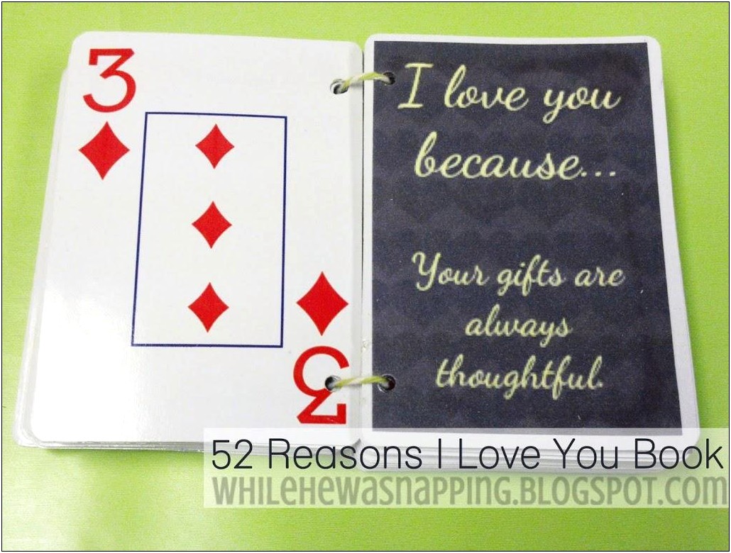 52 Things I Love About You Card Template