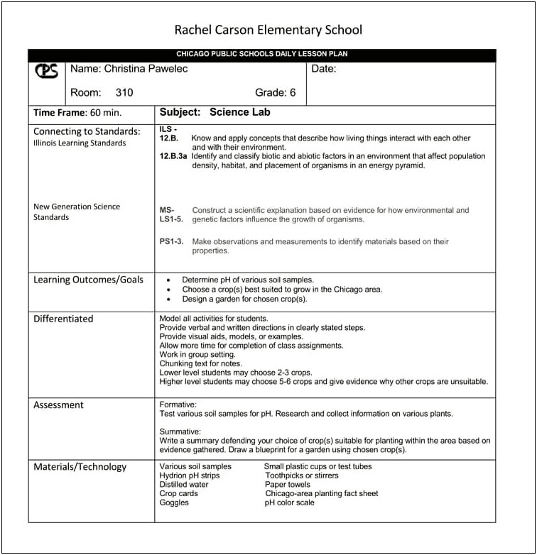 5th Grade Language Arts Lesson Plan Template