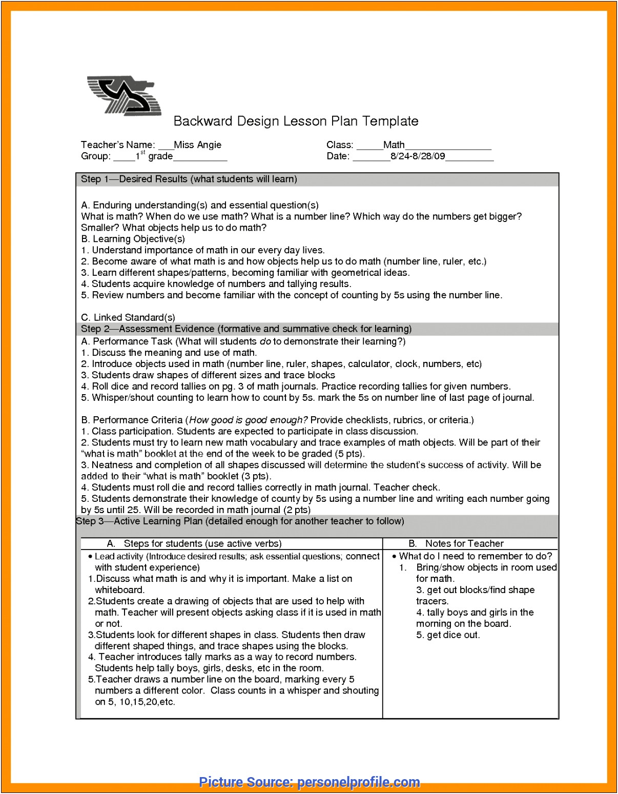 5th Grade Math Teacher Lesson Plan Template