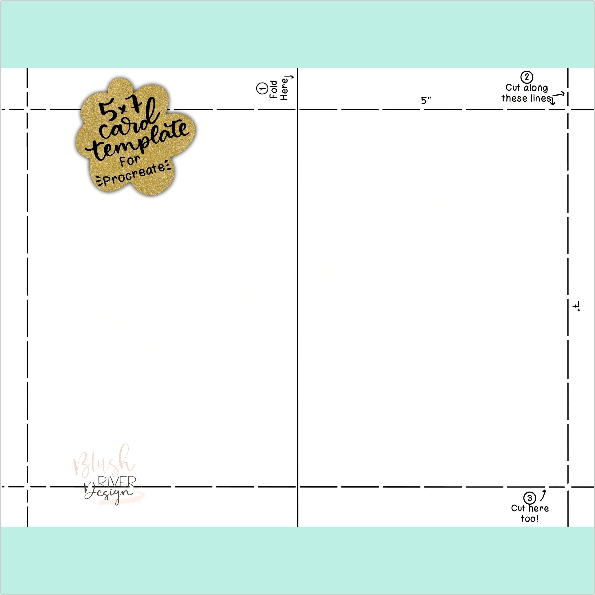 5x7 Folded Card Template Four Sides