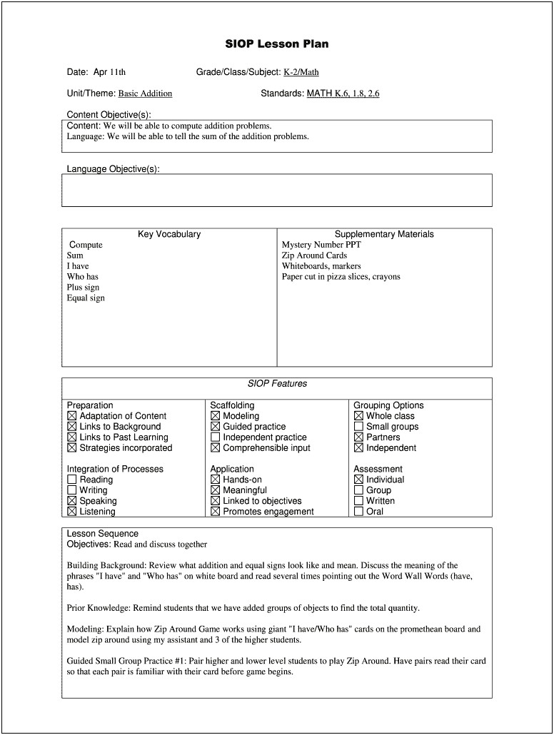 6th Grade Math Lesson Plan Template