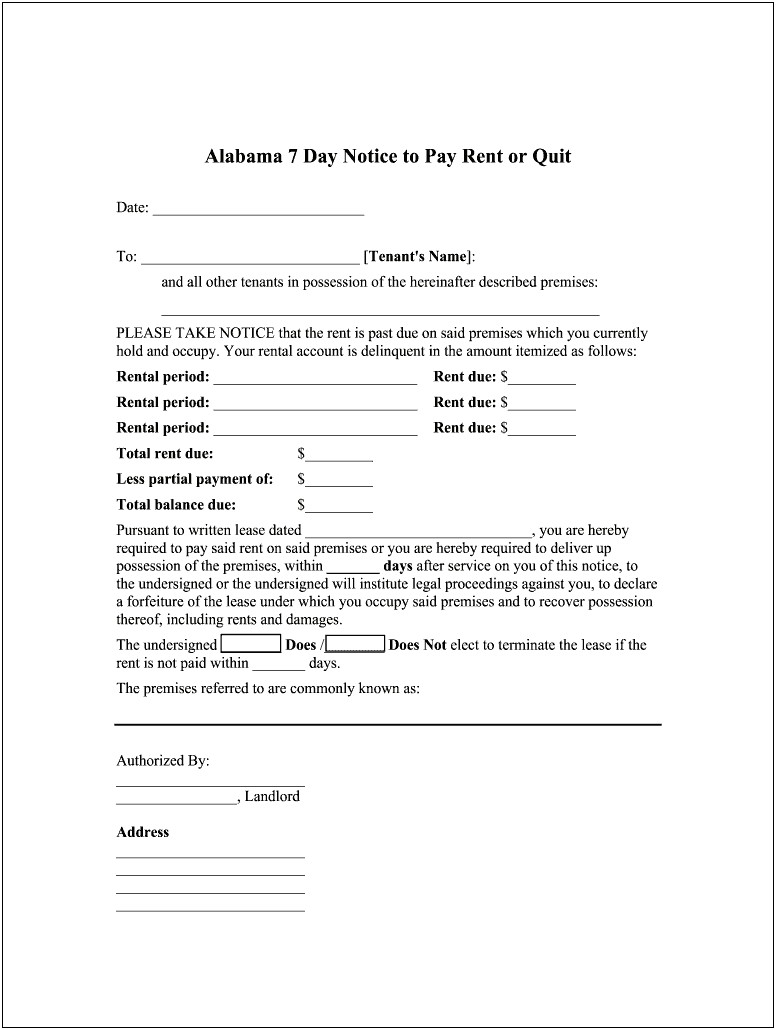 7 Day Notice To Pay Letter Template