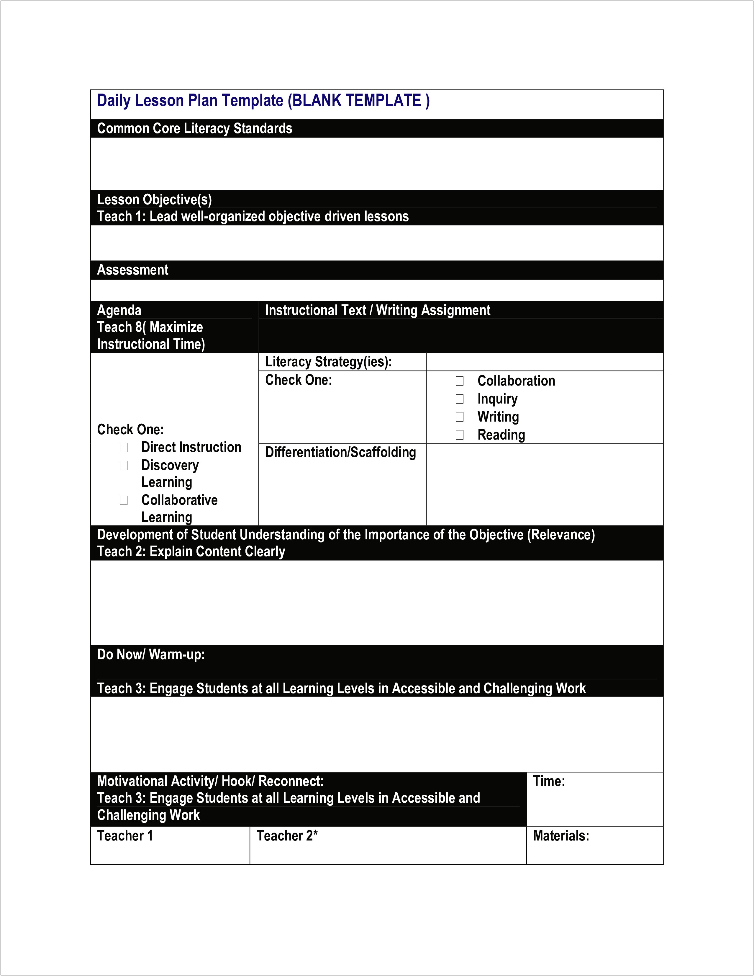 7 Laws Of Teaching Lesson Plan Template